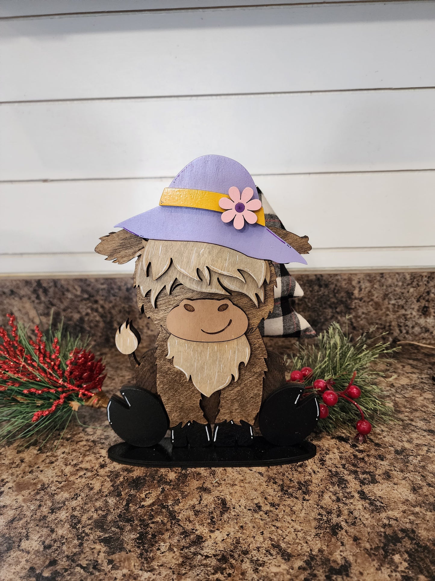 Highland Cow with Interchangeable Hats