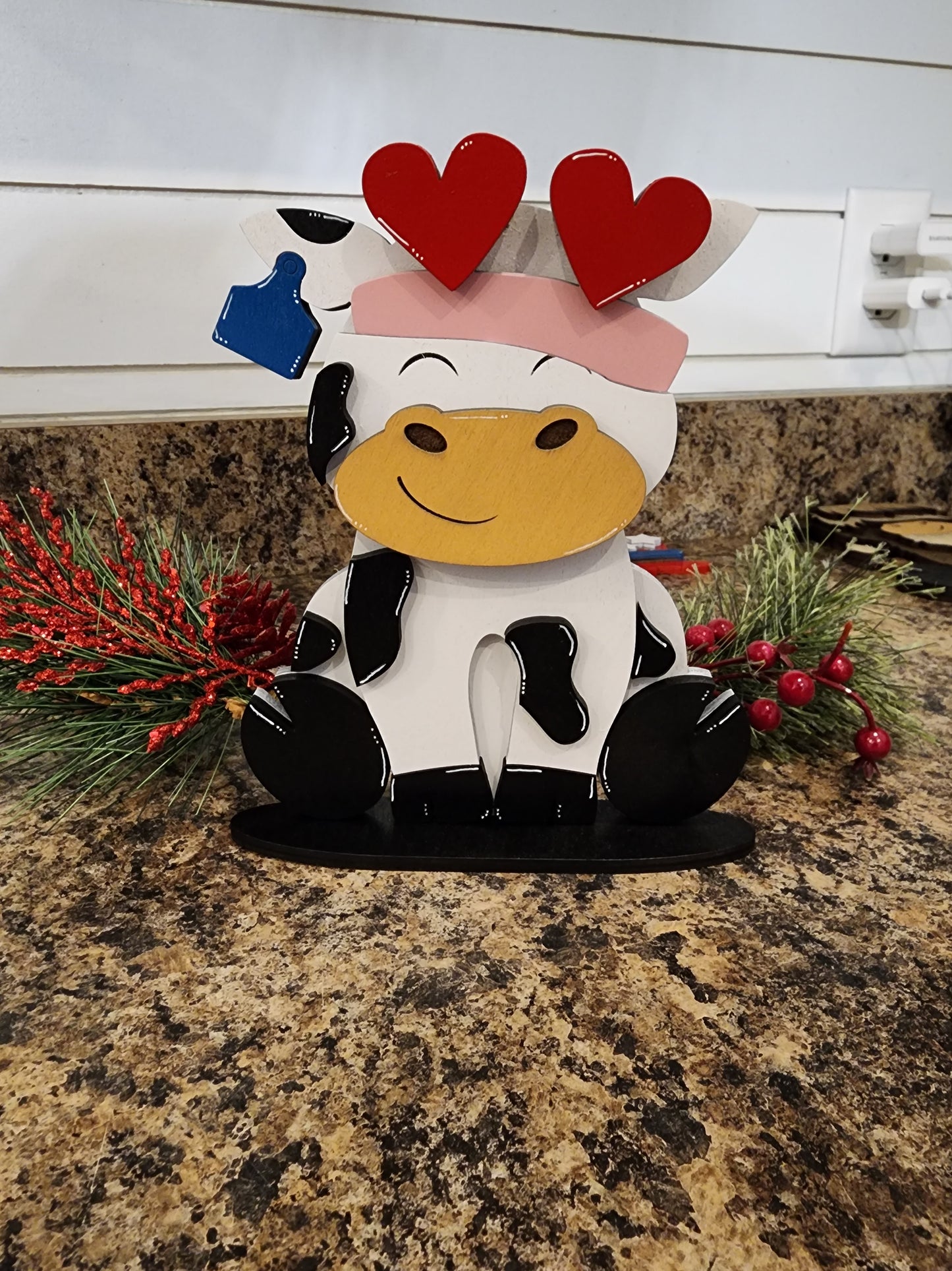 Holstein Friesian Cow with Interchangeable Hats