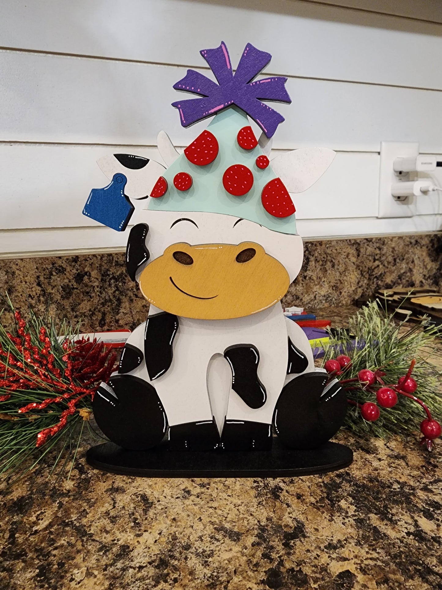Holstein Friesian Cow with Interchangeable Hats