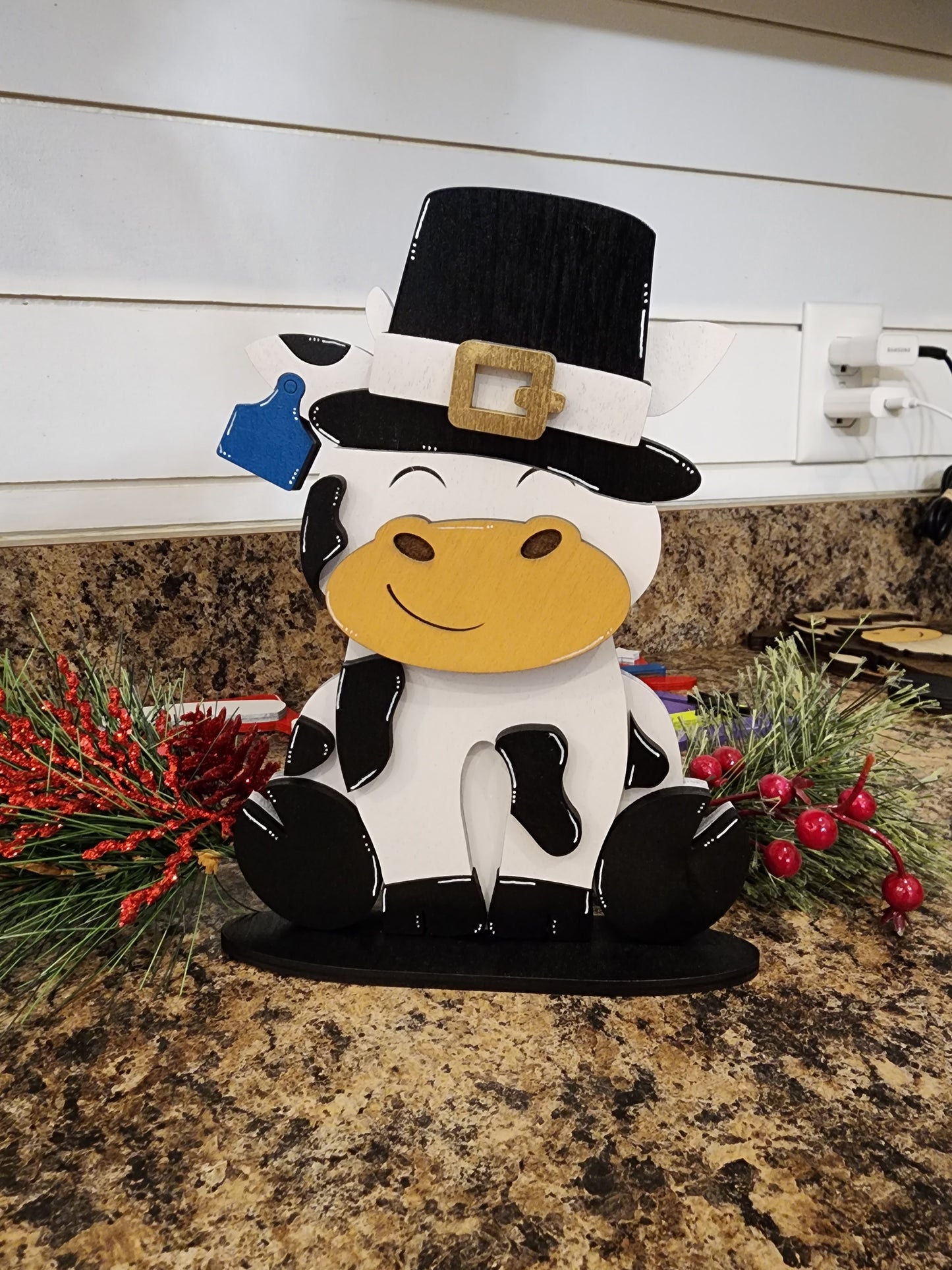 Holstein Friesian Cow with Interchangeable Hats
