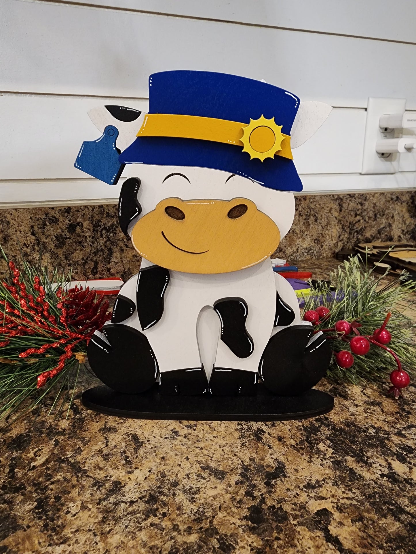 Holstein Friesian Cow with Interchangeable Hats