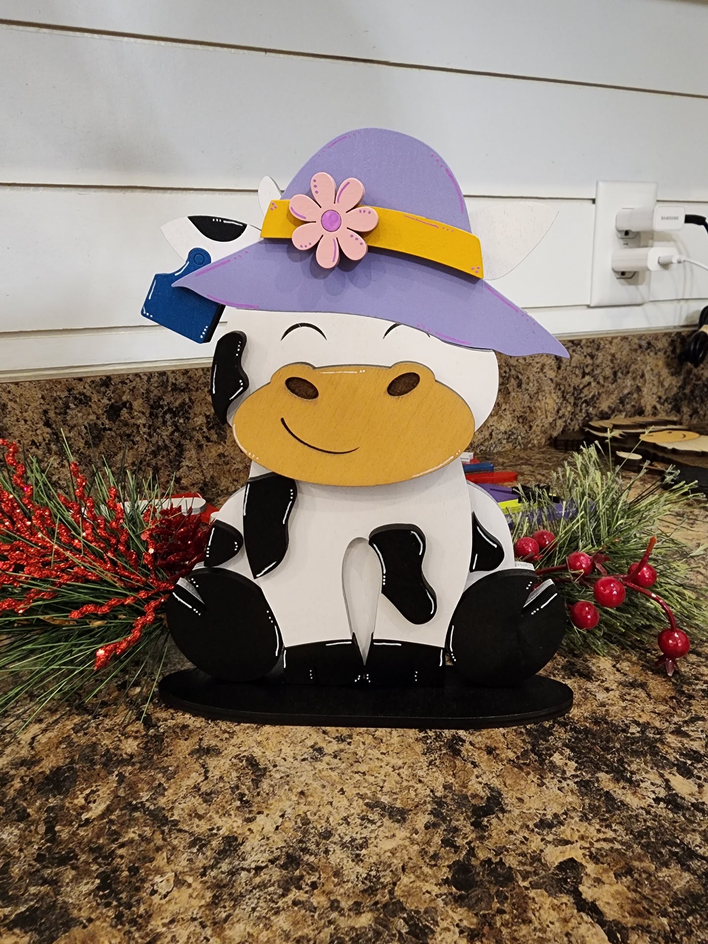 Holstein Friesian Cow with Interchangeable Hats