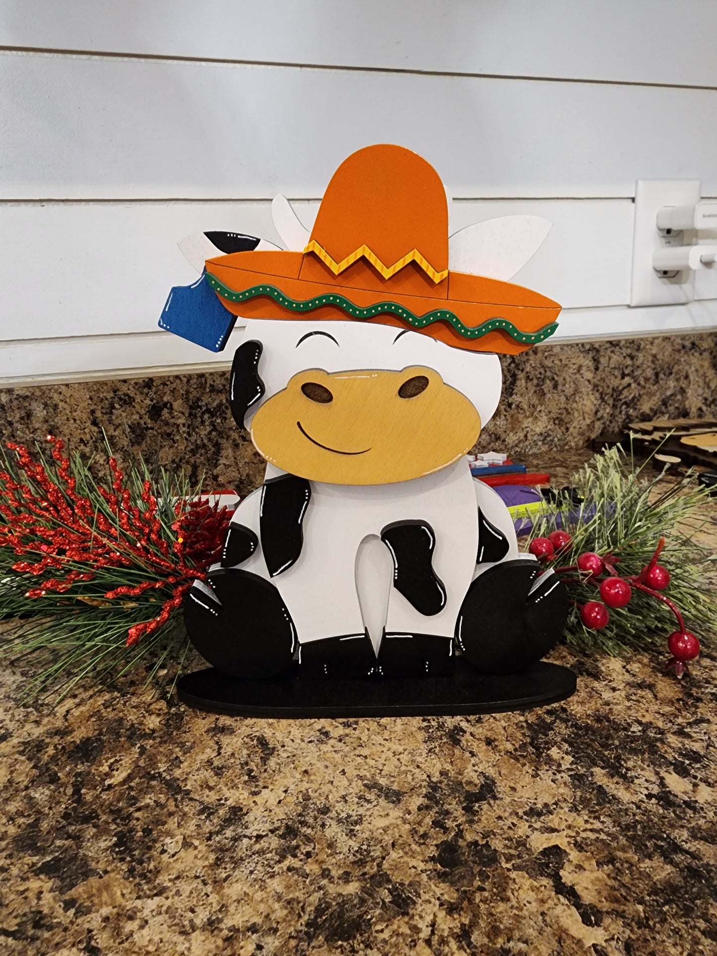 Holstein Friesian Cow with Interchangeable Hats