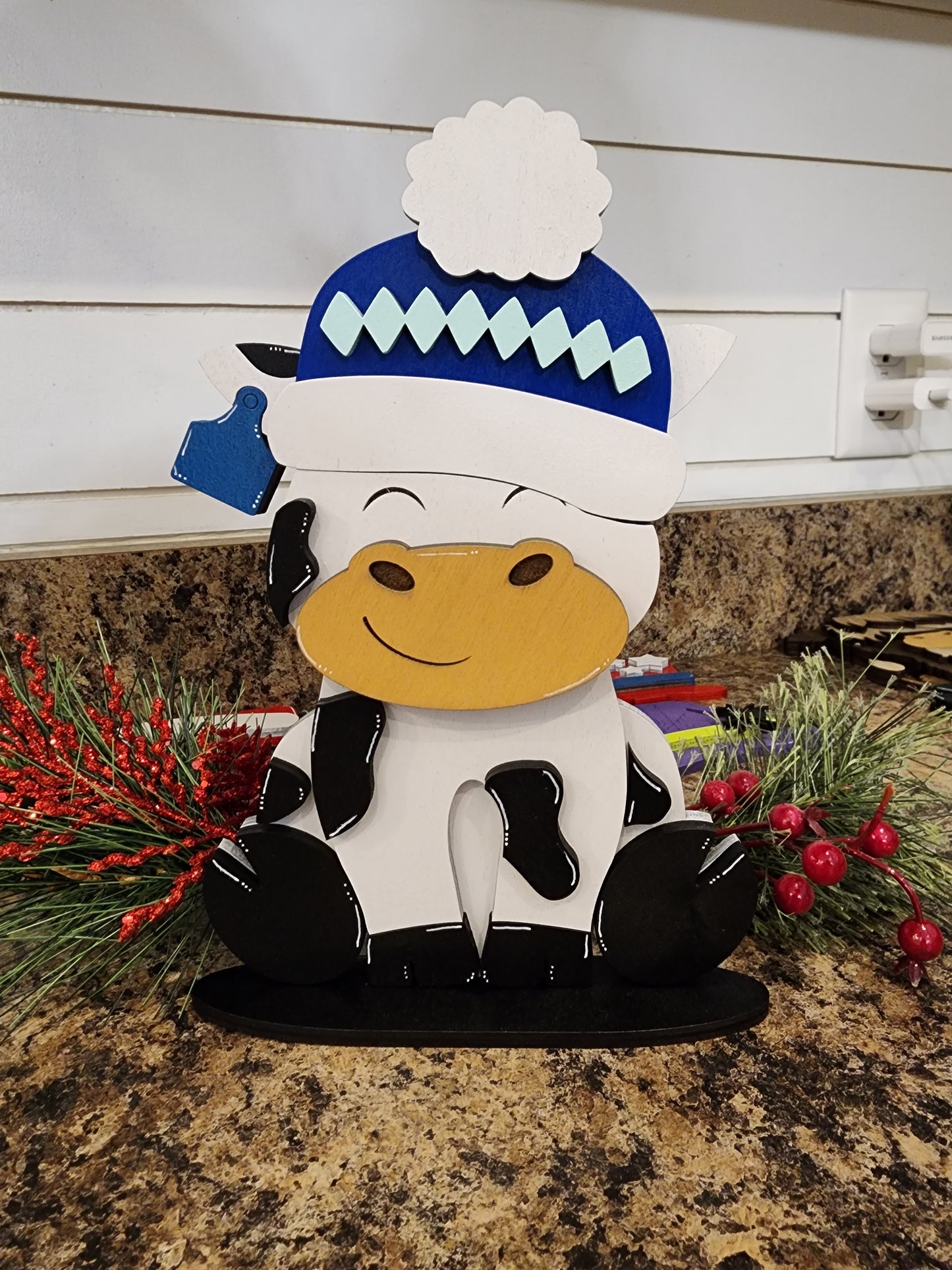 Holstein Friesian Cow with Interchangeable Hats