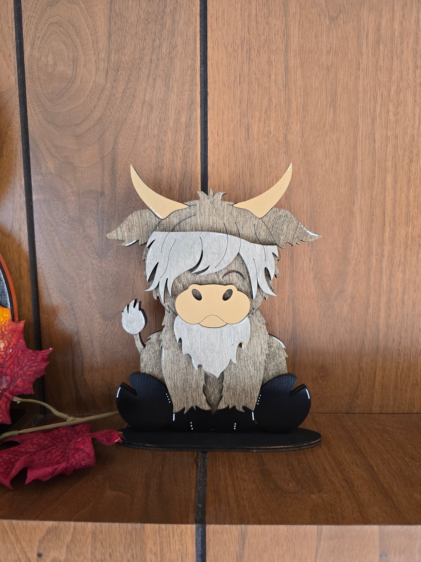 Highland Cow with Interchangeable Hats WITH Horns