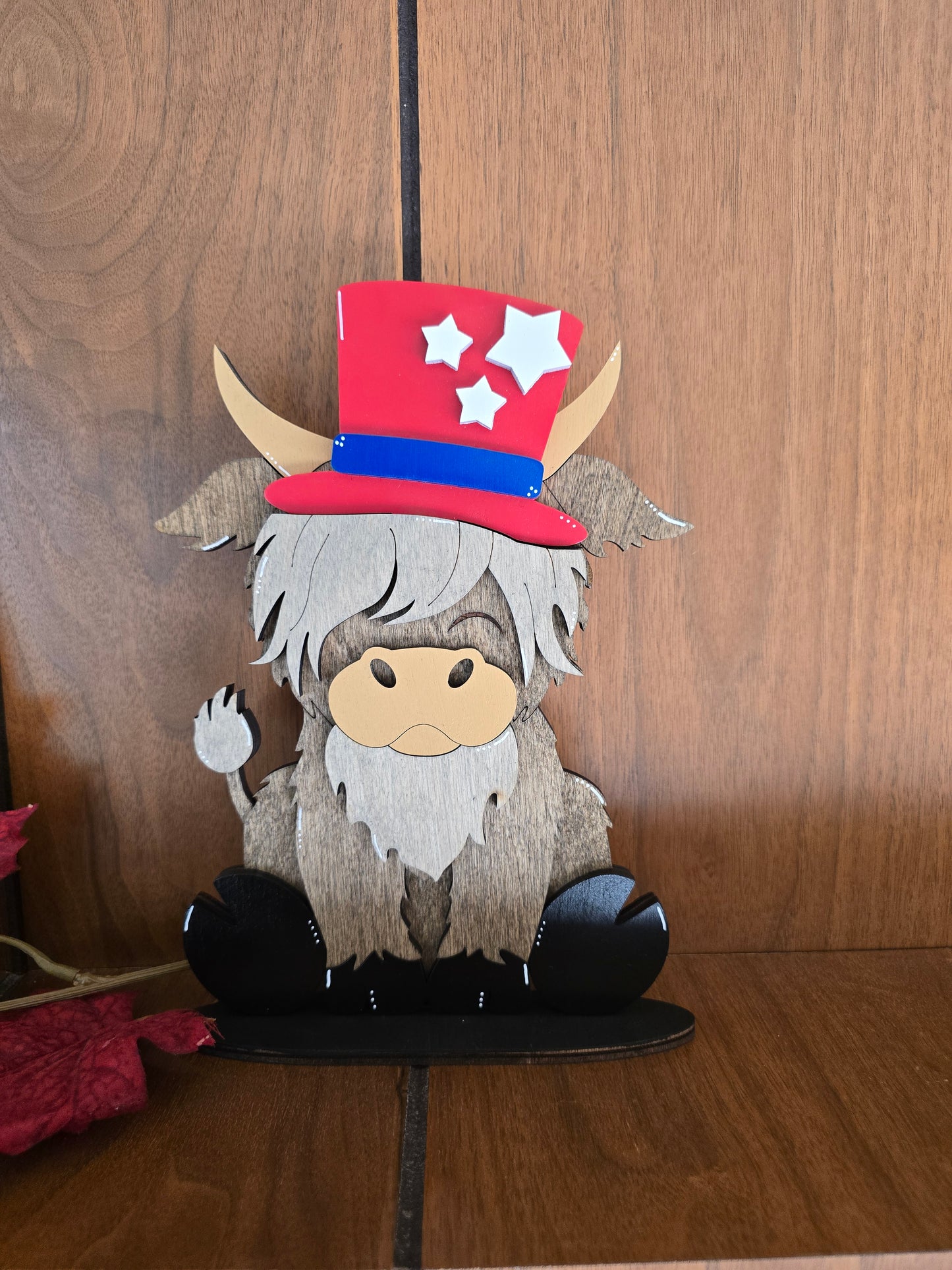 Highland Cow with Interchangeable Hats WITH Horns