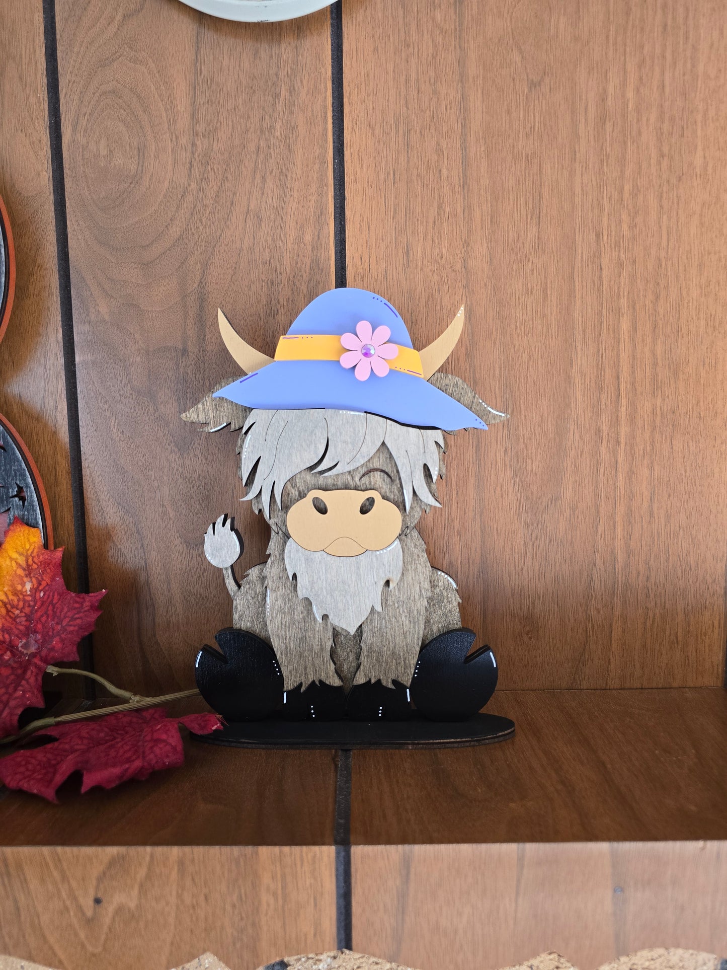 Highland Cow with Interchangeable Hats WITH Horns