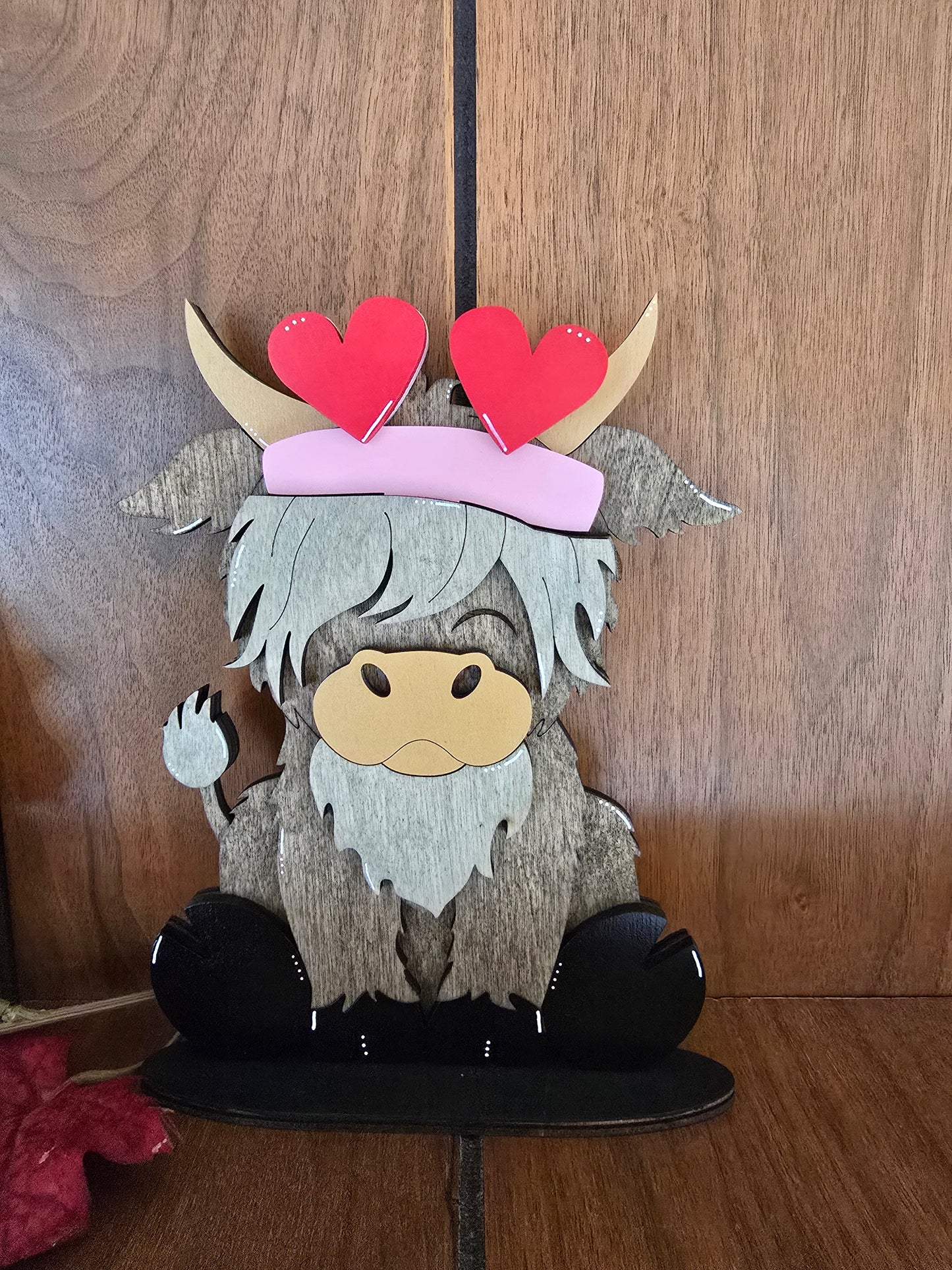 Highland Cow with Interchangeable Hats WITH Horns