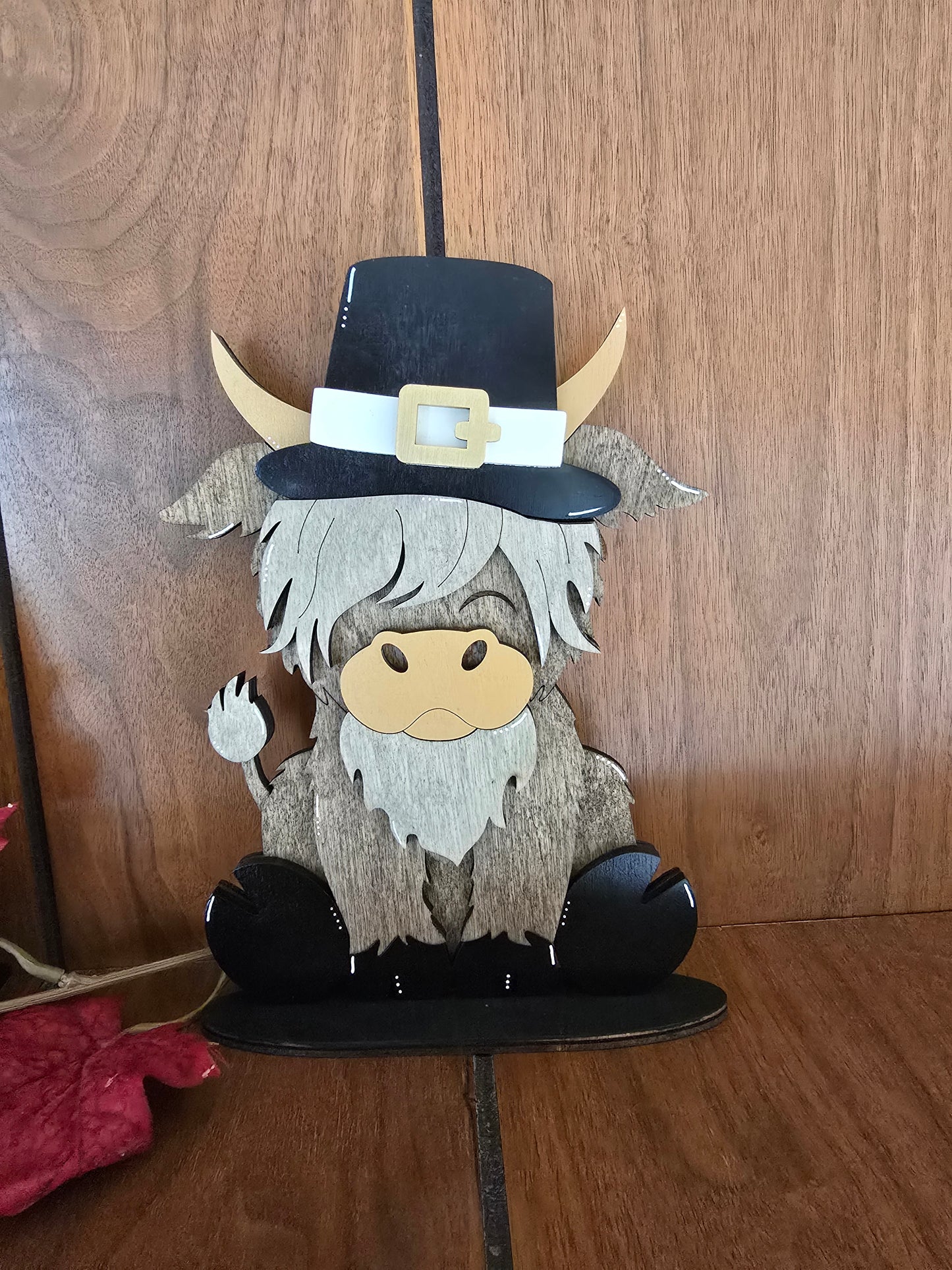 Highland Cow with Interchangeable Hats WITH Horns