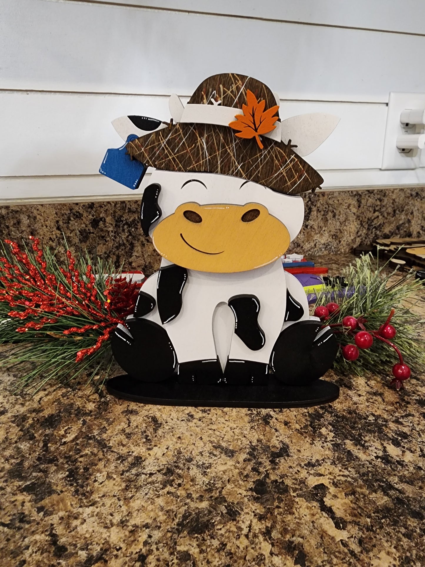 Holstein Friesian Cow with Interchangeable Hats