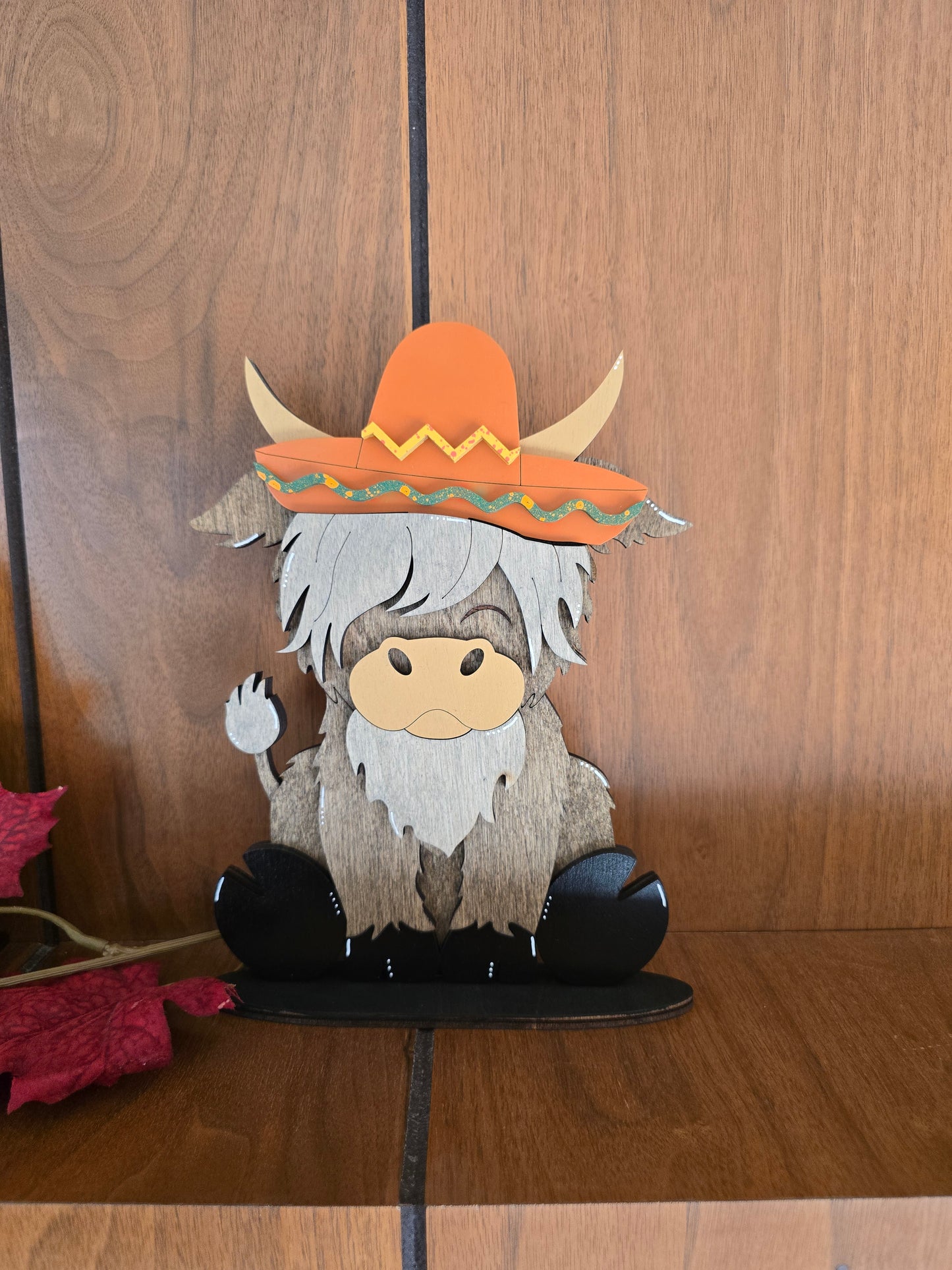 Highland Cow with Interchangeable Hats WITH Horns