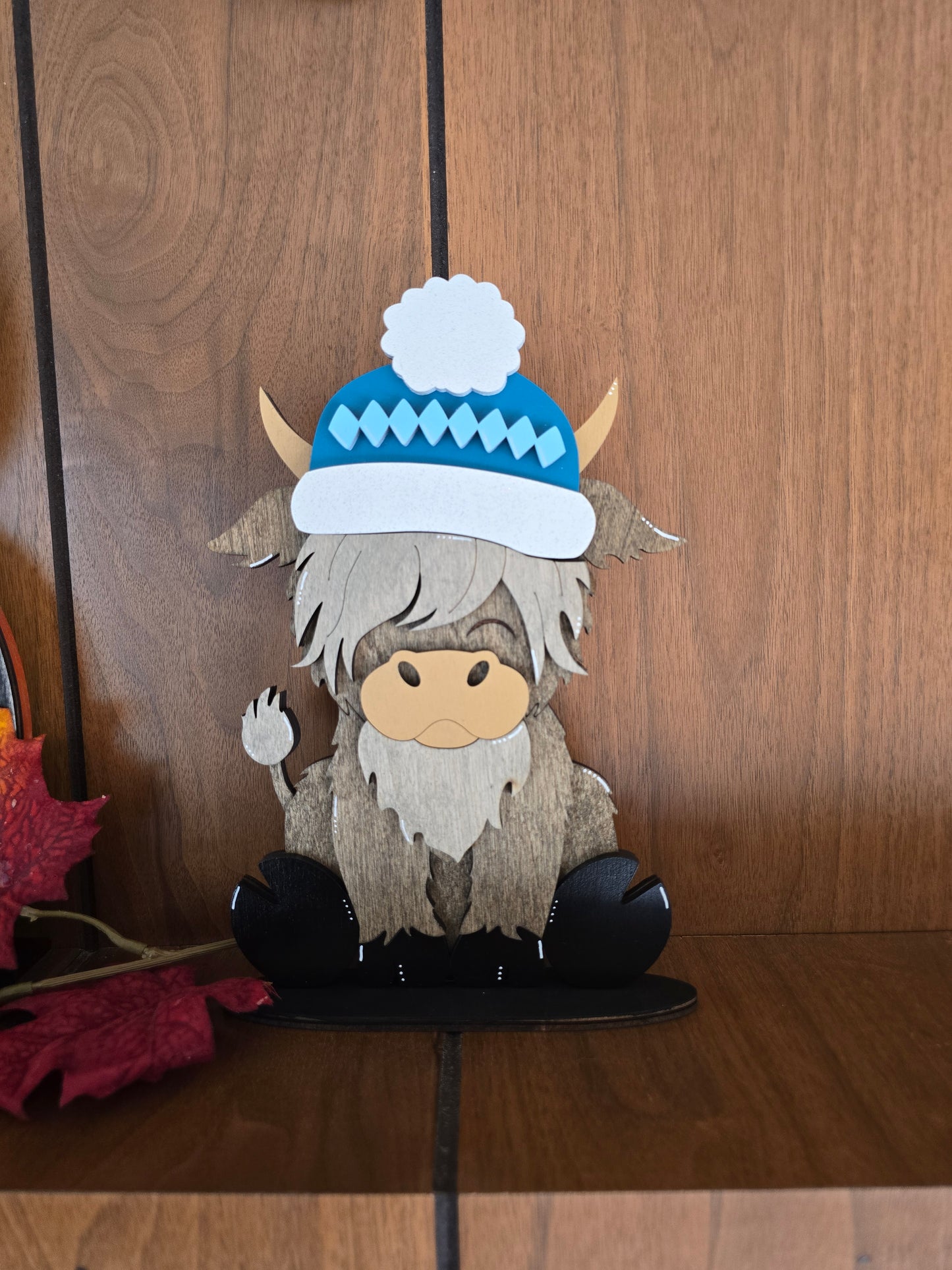 Highland Cow with Interchangeable Hats WITH Horns